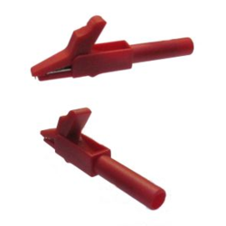 COCCODRILLO ISOLATO 300V 15A PER SPINA DIAM. 4MM ROSSO