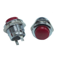 PULSANTE DA PANNELLO 3A 250VAC N.A OFF(ON) CROMATO D.19MM TASTO ROSSO